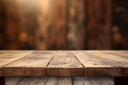 Empty wooden table for product display montages with bokeh backgroundの素材