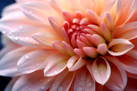 Dahlia flower with water drops on petals close-upの素材