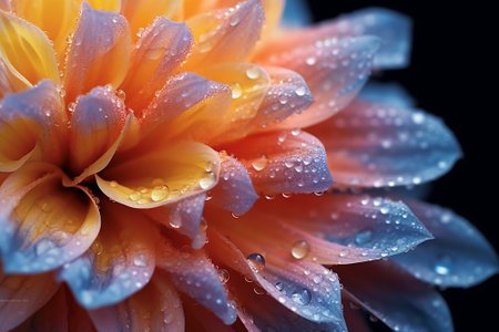 Dahlia flower with water drops, close-up, macroの素材