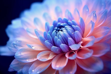 close up of a pink chrysanthemum with water dropsの素材