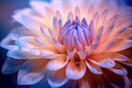 Close up of a dahlia flower with water droplets.の素材