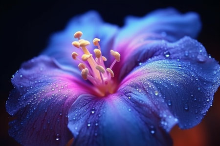 Hibiscus flower with water drops on petals close upの素材