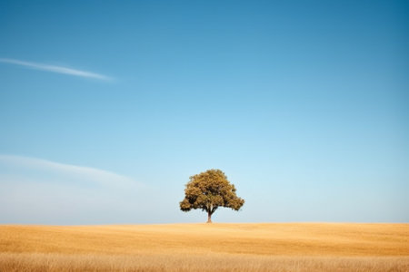 Lonely tree on a wheat field in the summertime.の素材