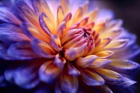 Beautiful purple dahlia flower close-up macro photography.の素材