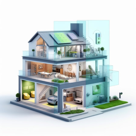 Modern house in the style of the polygonal. Vector illustrationの素材