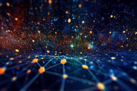 3D rendering of abstract digital technology background. Network connection structure.の素材