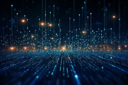 3d rendering of abstract technology background. High tech concept. Network connection.の素材