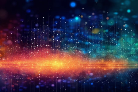 abstract colorful background with bokeh defocused lights and starsの素材
