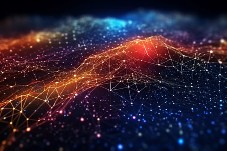 3D rendering of abstract technology digital background. Network connection structure.の素材