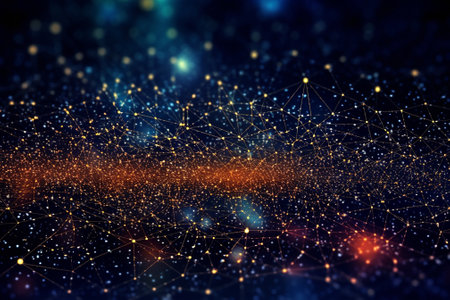 Abstract polygonal space low poly dark background with connecting dots and lines. Connection structure. 3d renderingの素材