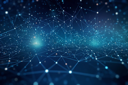 Abstract polygonal space low poly dark background with connecting dots and lines. Connection structure. 3d renderingの素材