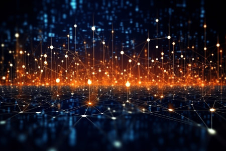 Futuristic technology background with connection lines and dots. 3d renderingの素材