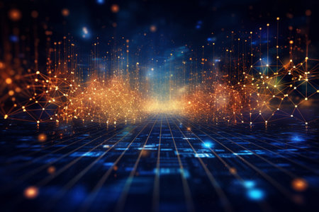 Futuristic technology background with connection lines and dots. 3d renderingの素材