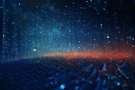 Futuristic technology background. 3d rendering toned image double exposureの素材