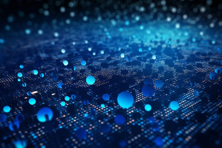 Abstract technology background with hexagons and dots. 3d render illustrationの素材