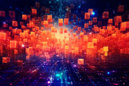 Abstract technology background. 3d rendering toned image double exposure.の素材
