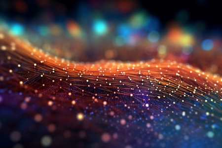 3d rendering of abstract technology digital background with bokeh lightsの素材