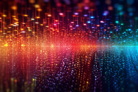 Futuristic technology background design with glowing lines and bokehの素材