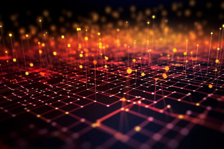 Abstract technology background with lines and dots. 3d rendering toned imageの素材