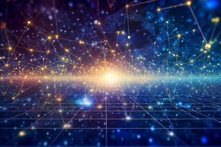 Futuristic technology abstract background with connection lines and dots. 3d renderingの素材
