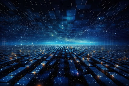 abstract technology background, glowing lines and dots. 3d renderingの素材