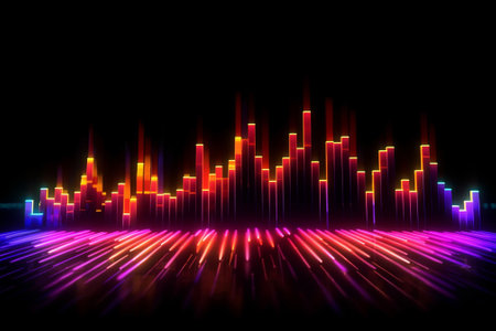 Futuristic sound wave. Equalizer technology. Abstract background. Vector illustration.の素材