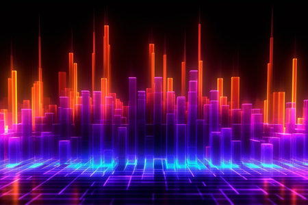abstract technology background, glowing lines and dots, 3d renderの素材