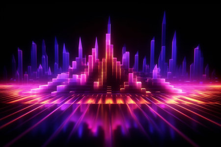 3d render of futuristic background with neon lights. Sci-fi designの素材