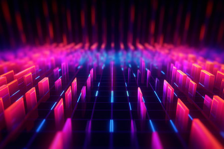 3d rendering of abstract technology background with glowing particles. High tech background.の素材