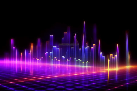 abstract background with neon lights and bars, 3d render illustrationの素材
