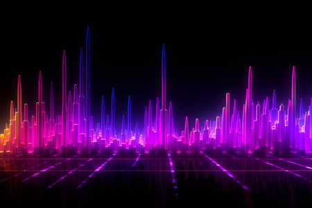 abstract background with neon lights and stripes, 3d render illustrationの素材