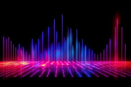 abstract background with neon lights and wave lines, 3d renderの素材