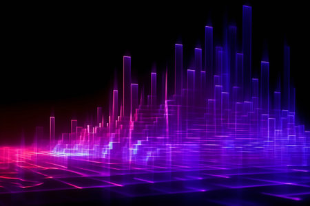 abstract background with a glowing neon sound waves, 3d renderの素材
