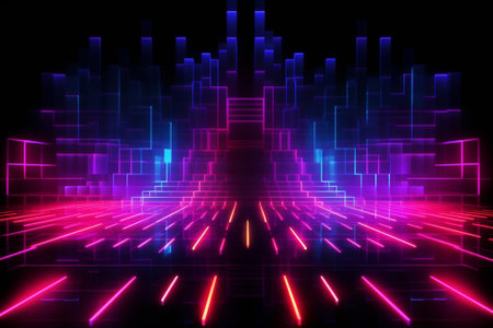 3d render, abstract futuristic background, neon lights, ultraviolet lightの素材