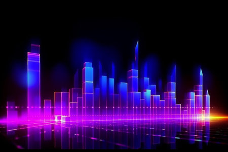 abstract background with neon lights and reflections, 3d render illustrationの素材