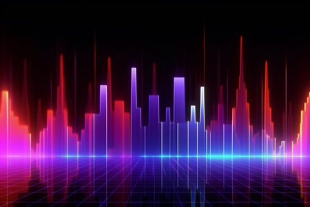 abstract background technology digital equalizer music sound wave vector illustration neonの素材