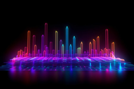 Futuristic digital equalizer technology. 3d render abstract backgroundの素材