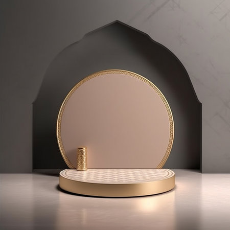 3d rendering of minimal geometric forms. Luxury podium for your designの素材