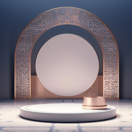 3d render, abstract minimal geometric background, luxury podium for product presentationの素材