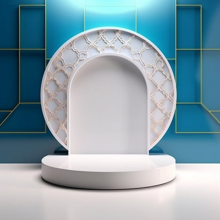 3d render, abstract geometric forms, podium for your design.の素材