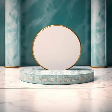 3d rendering of minimal geometric forms. Glossy luxury podium for your design.の素材
