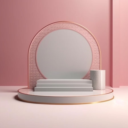 3d rendering of minimal geometric forms. Glossy luxury podium for your design.の素材