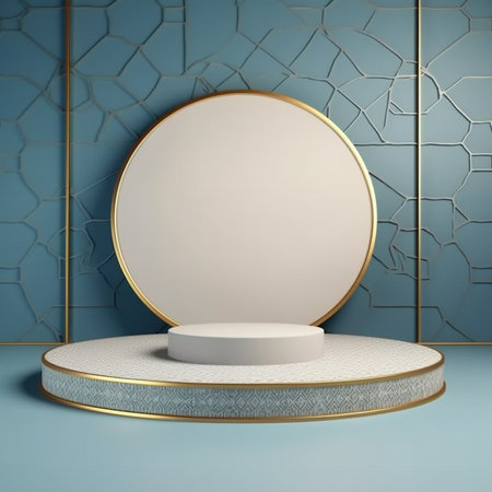 3d render, abstract minimal scene with geometrical forms, podium for your designの素材