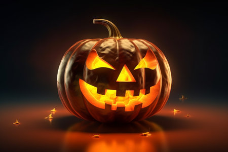 Halloween pumpkin on dark background. 3d rendering, 3d illustration.の素材