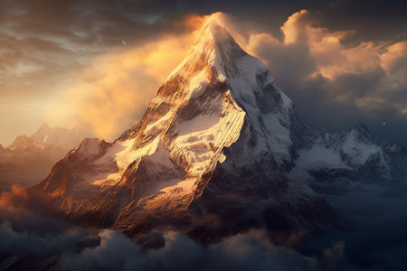 Beautiful mountain landscape in Himalayas, Manaslu, Nepalの素材