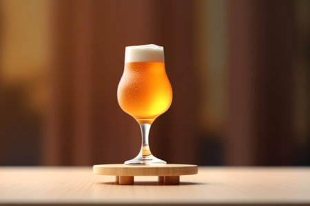 Glass of beer on table in pub, closeup. Alcohol drinkの素材