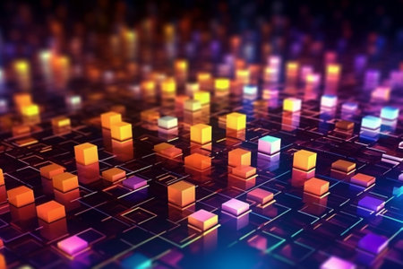 3d illustration of abstract background with cubes. 3d rendering of abstract backgroundの素材