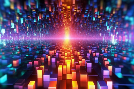 3d illustration of abstract geometric composition,digital fractal art works.の素材