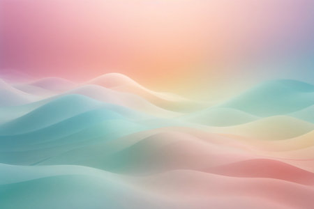 Abstract background with soft pastel colors and smooth wavy lines.の素材