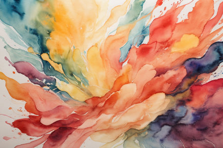 Abstract watercolor background. Close-up of colorful watercolor stains.の素材